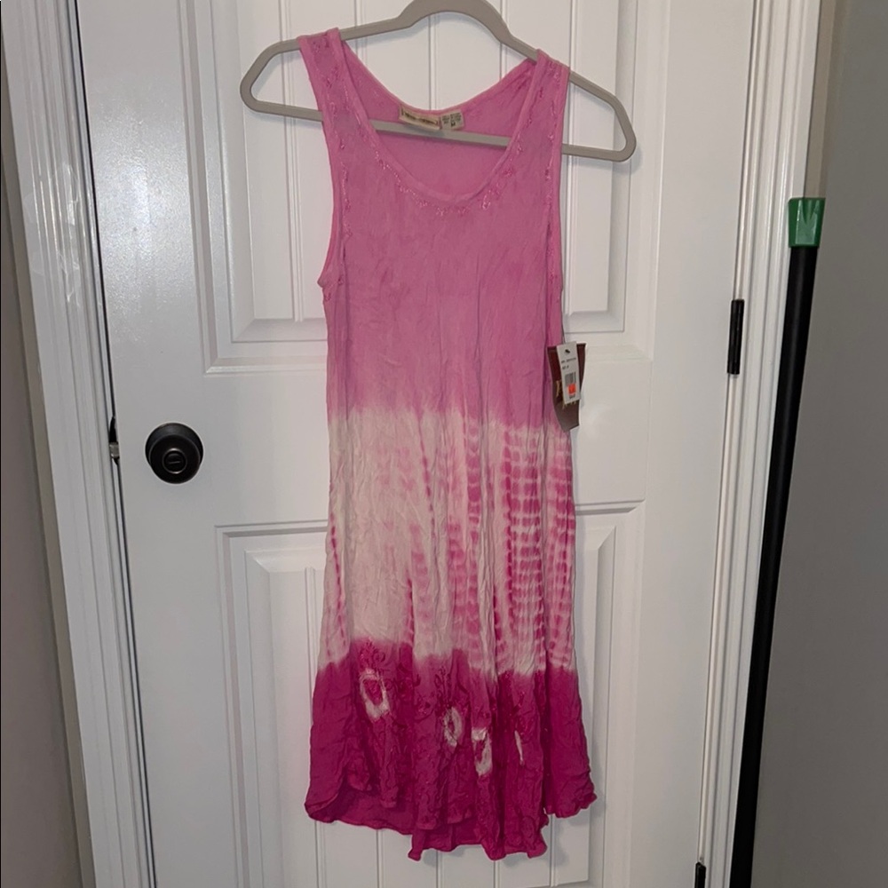 Pink Tie-Dye Midi Dress